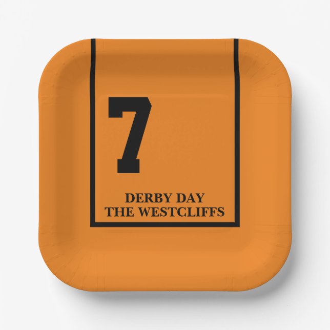 Personalisiert Derby Party Pferd 7 Orange Pappteller (Vorderseite)