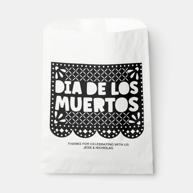 Personalisiert Dia de los Muertos Black Picado Pap Geschenktütchen (Vorderseite)