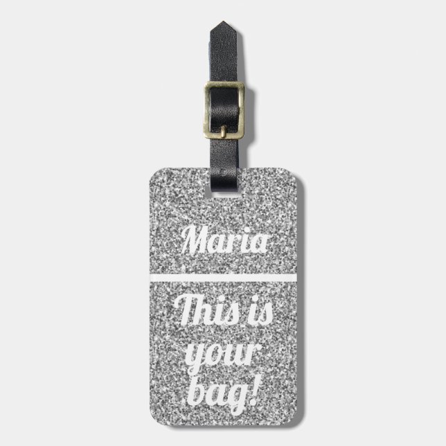 Personalisiert Dies ist Ihre Tasche Funny Glitzer  Gepäckanhänger (Vorderseite vertikal)