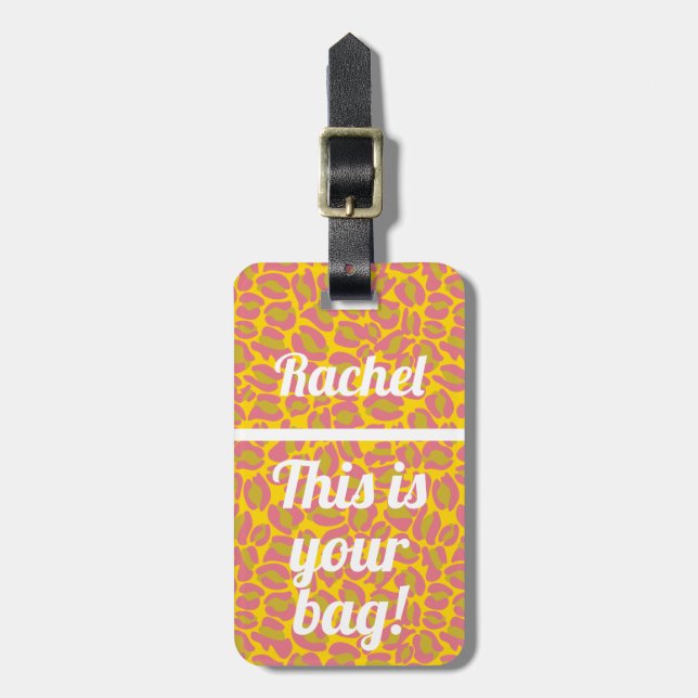 Personalisiert Dies ist Ihre Tasche Funny Pink Leo Gepäckanhänger (Vorderseite vertikal)
