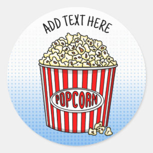 Personalisiert diese Retro Pop Art Popcorn Runder Aufkleber