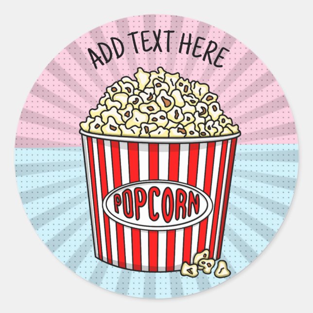 Personalisiert diese Retro Pop Art Popcorn Runder Aufkleber (Vorderseite)