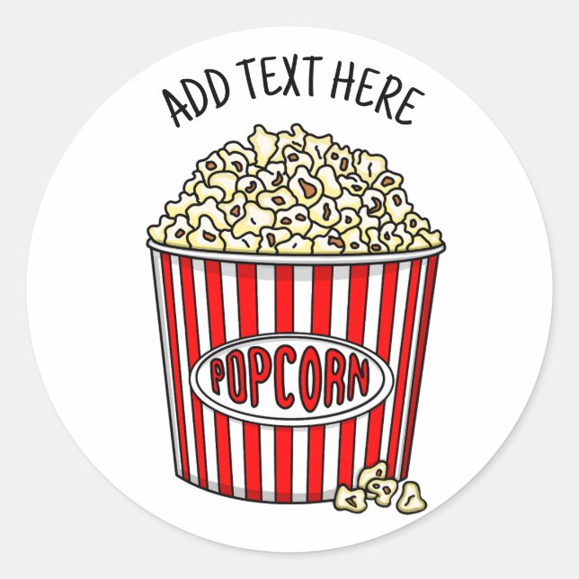 Personalisiert diese Retro Popcorn Runder Aufkleber (Vorderseite)