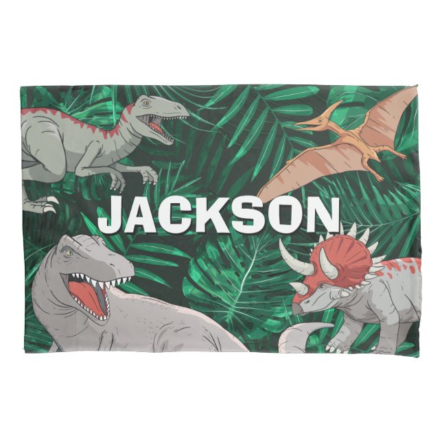 Personalisiert Dinosaur Kinder Dino Jurassic Trex  Kissenbezug (Vorderseite)