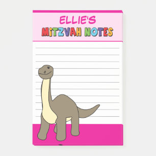Personalisiert Dinosaur Mitzvah Pink Post-it Klebezettel