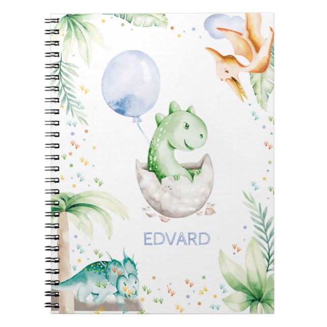 Personalisiert Dinosaur Spiral Foto Notebook Notizblock (Vorderseite)