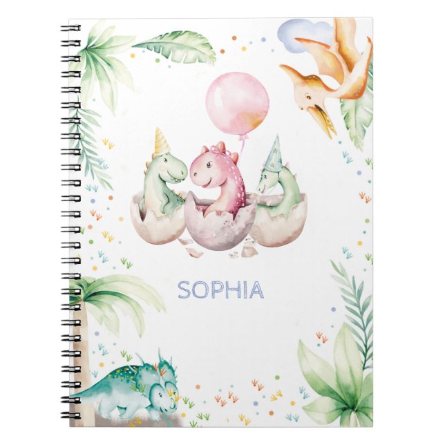 Personalisiert Dinosaur Spiral Foto Notebook Notizblock (Vorderseite)