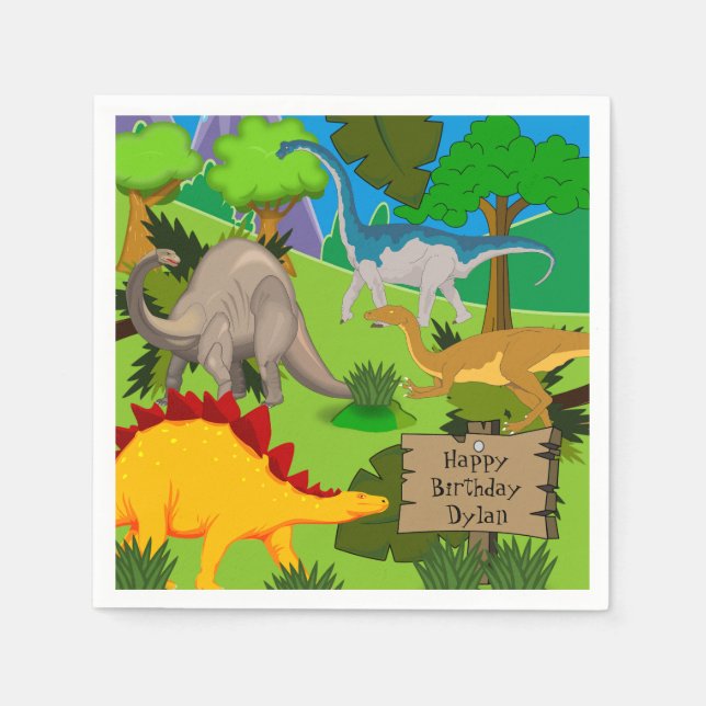 Personalisiert Dinosaurier Geburtstag Serviette (Vorderseite)