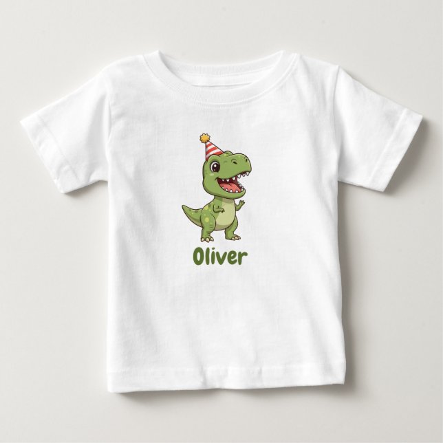 Personalisiert Dinosaurier Kinder T - Shirt mit Na (Vorderseite)