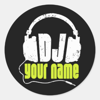 Personalisiert Dj Jj Name Club Disk Jockey Music D Runder Aufkleber