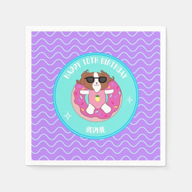 Personalisiert Dog Pool Party Napkins Serviette (Vorderseite)