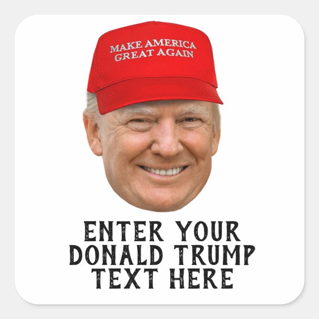 PERSONALISIERT DONALD TRUMP MAGA QUADRATISCHER AUFKLEBER (Vorderseite)