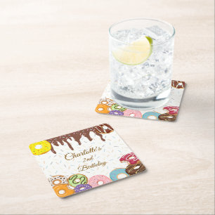 Personalisiert Donut-Party Rechteckiger Pappuntersetzer
