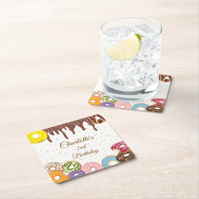 Personalisiert Donut-Party Rechteckiger Pappuntersetzer (Vor Ort)