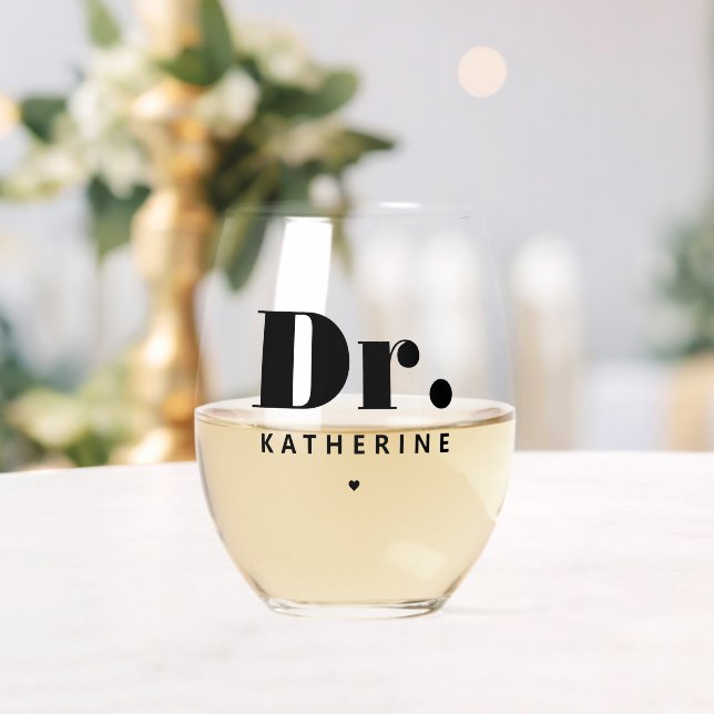 Personalisiert Dr. Bold Typografy Doctor Abschluss Weinglas Ohne Stiel (Insitu (Hochzeit))