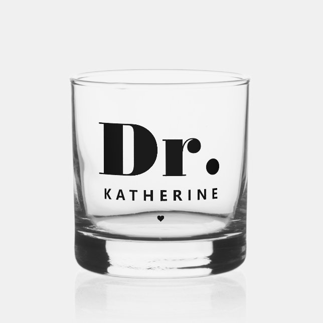 Personalisiert Dr. Bold Typografy Doctor Abschluss Whiskyglas (Vorderseite)
