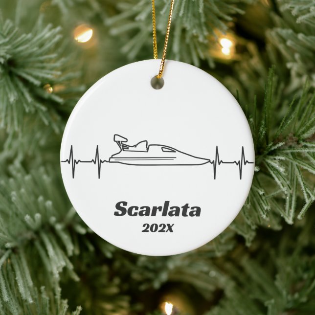 Personalisiert Drag Boat Christmas EKG Keramik Ornament (Baum)