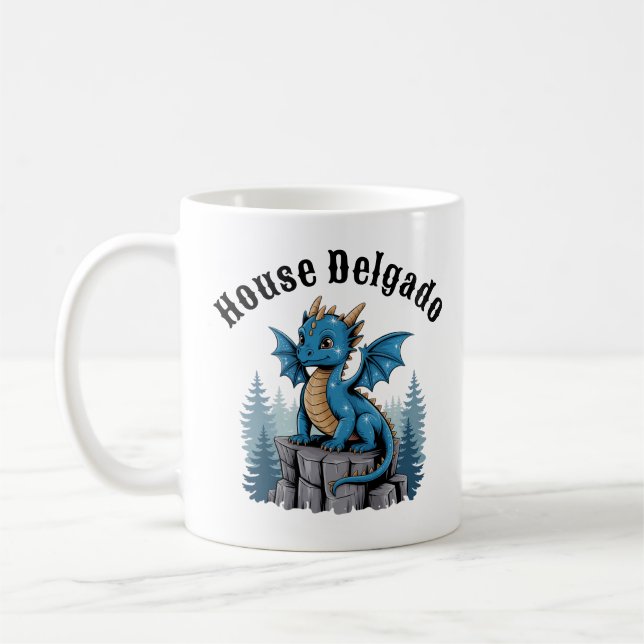 Personalisiert Dragon House Name Fantasy, DnD RPG Kaffeetasse (Links)