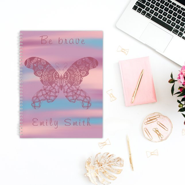 Personalisiert Dreamy Boho Butterfly Spiral Notebo Notizbuch (Personalized Dreamy Pastel Boho Butterfly Diary Notebook)