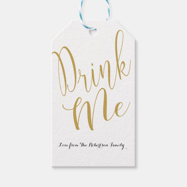 Personalisiert Drink Me Geschenkmarke Geschenkanhänger (Vorderseite)
