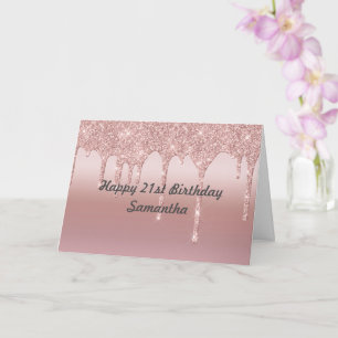Personalisiert Driving Glitzer Rose Gold Karte