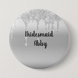 Personalisiert Driving Glitzer Silver Bridesmaid Button