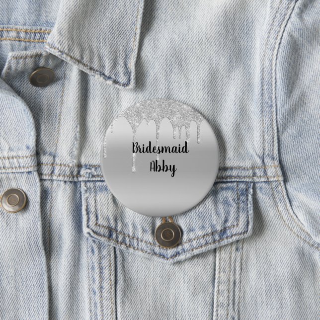 Personalisiert Driving Glitzer Silver Bridesmaid Button (Beispiel)