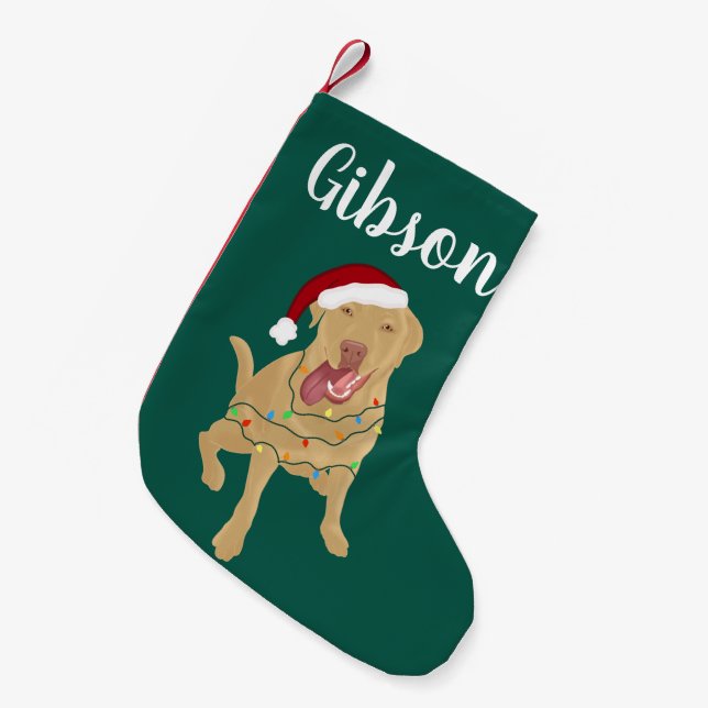 Personalisiert Dudley Labrador Weihnachten Kleiner Weihnachtsstrumpf (Vorderansicht (hängend))