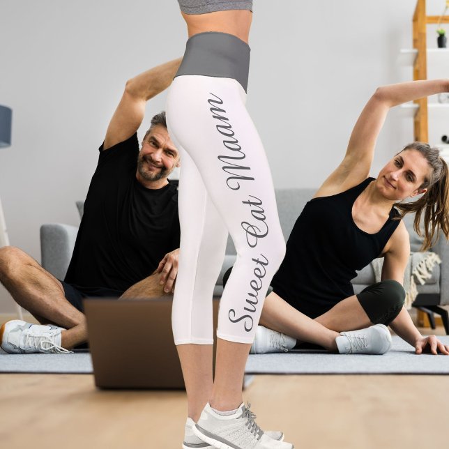 Personalisiert dunkelgraue, benutzerdefinierte Tex Capri Leggings (Von Creator hochgeladen)