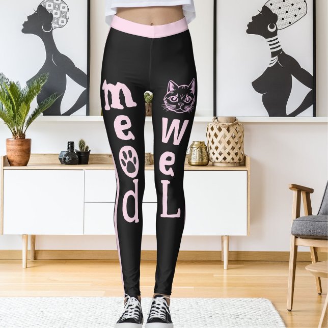 Personalisiert dunkelgraue, hellrosa Streifen Haus Leggings (Von Creator hochgeladen)