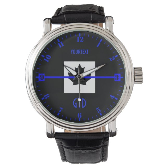 Personalisiert-dünne blaue Linie auf kanadischer F Armbanduhr (Vorderseite)