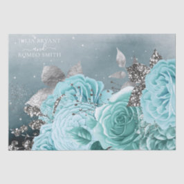 Personalisiert Dusty Blue Floral Wedding Seidenpapier