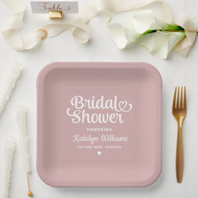 Personalisiert Dusty Rose Wedding Brautparty Pappteller (Hochzeit)