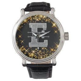 Personalisiert E Initial Silver Monogram Ihr Name Armbanduhr