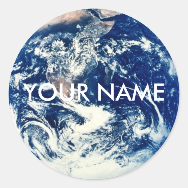 Personalisiert-Earth-Aufkleber Runder Aufkleber (Vorderseite)