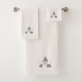Personalisiert ein erstes Silver Monogramm Ihr Nam Badhandtuch Set