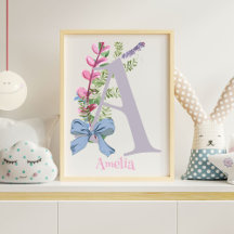 Personalisiert Ein Kinderzimmer Kunst mit Blume