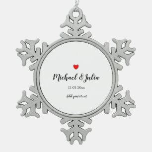 personalisiert einfach minimal füge deinen Namen J Schneeflocken Zinn-Ornament