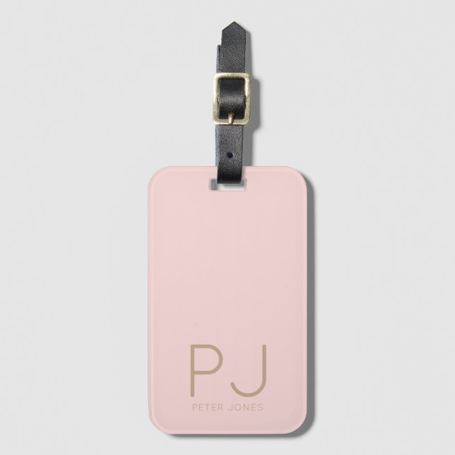 Personalisiert Einfach rosa Anfangsmonogramm Gepäckanhänger (Vorderseite Vertikal)