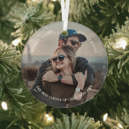 Personalisiert Einfaches Niedliches Paar Foto Xmas Ornament Aus Glas