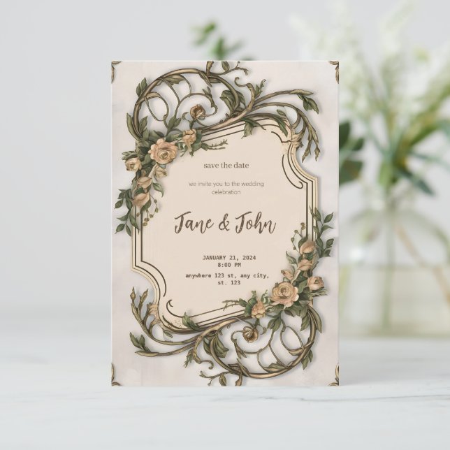 [Personalisiert] Einladung zur Hochzeit im elegant (Stehend Vorderseite)