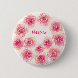Personalisiert Einzigartiges Aquarellpinsel 12 Ros Button