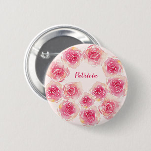 Personalisiert Einzigartiges Aquarellpinsel 12 Ros Button