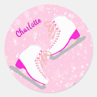 Personalisiert Eis Skaten Pink Kawaii Abbildung Sk Runder Aufkleber