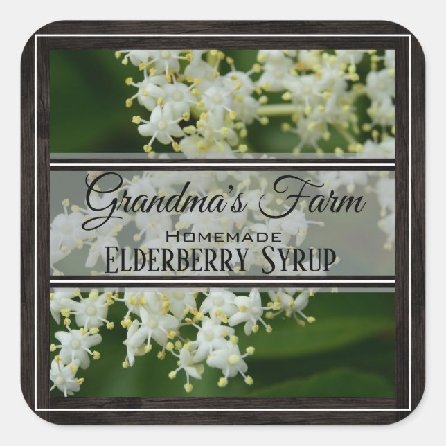 Personalisiert Elderberry Quadratischer Aufkleber (Vorderseite)