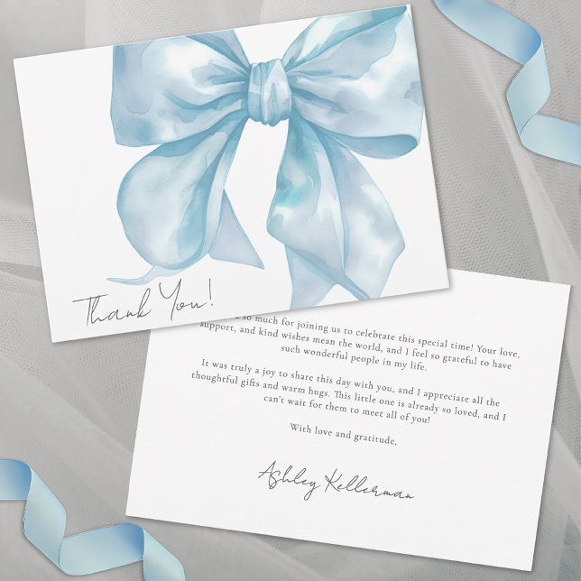 Personalisiert Elegant Blue Bow Vielen Dank Dankeskarte (Personalized Elegant Blue Bow Thank You)