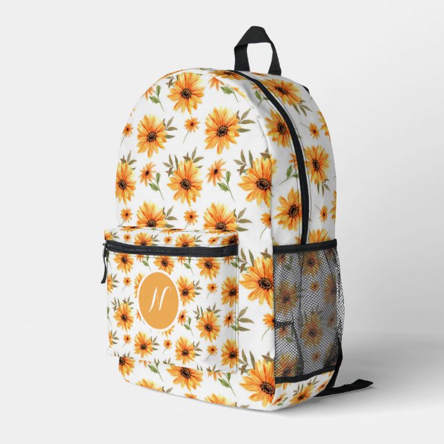 Personalisiert Elegant Boho Wildblume Bedruckter Rucksack (Rückseitige Ecke Rechts)
