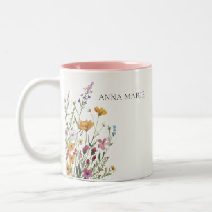 Personalisiert Elegant Chic Floral Zweifarbige Tasse