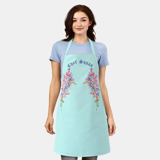 Personalisiert Elegant Feminine botanischer Blumen Schürze (Getragen)