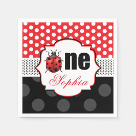 Personalisiert Elegant Ladybug Erster Geburtstag Serviette